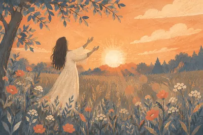 Summer Solstice Sunset Meadow Silhouette