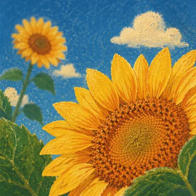 Bright Summer Sunflower Under Blue Sky