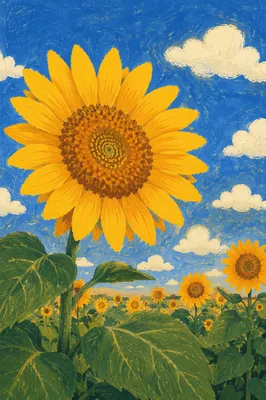 Bright Summer Sunflower Under Blue Sky