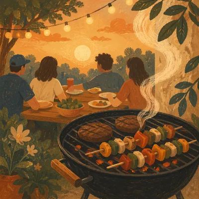 Golden Sunset Backyard Barbecue Gathering