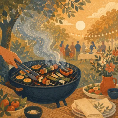 Golden Hour Backyard Barbecue Smoke