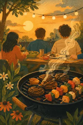 Golden Sunset Backyard Barbecue Gathering