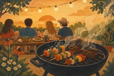 Golden Sunset Backyard Barbecue Gathering