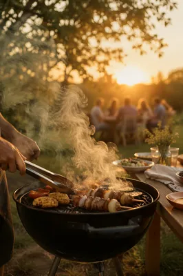 Golden Hour Backyard Barbecue with Smoke