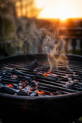 Sunset Barbecue Grill with Glowing Embers