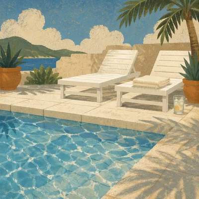 Clear Blue Swimming Pool Summer Scene