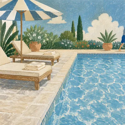 Clear Blue Swimming Pool Summer Scene