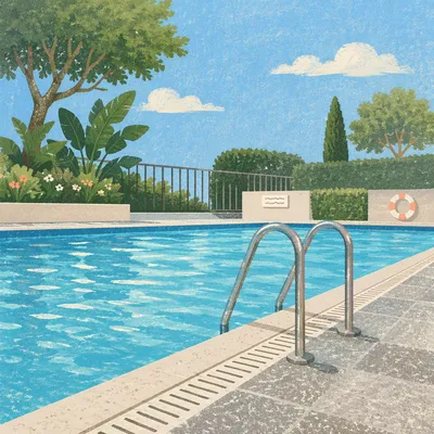 Quiet Summer Swimming Pool Blue Water
