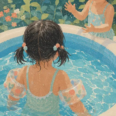 Children Playing in Clear Blue Pool