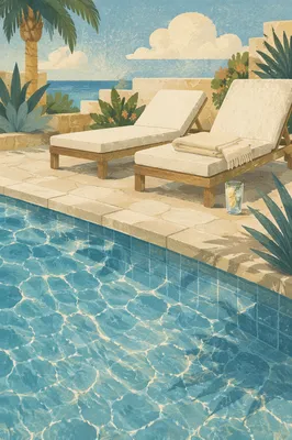 Clear Blue Swimming Pool Summer Scene