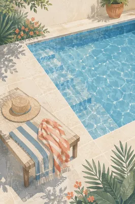 Quiet Backyard Pool on a Summer Afternoon