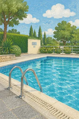 Quiet Summer Pool with Clear Blue Water