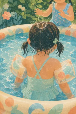 Children Playing in Clear Blue Pool