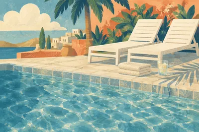 Clear Blue Swimming Pool Summer Scene