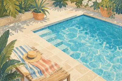 Quiet Backyard Pool on a Summer Afternoon