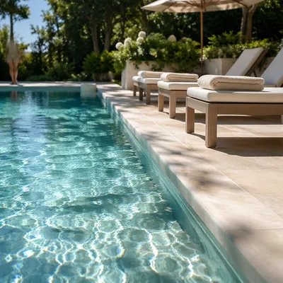 Sunny Outdoor Pool With Clear Blue Water