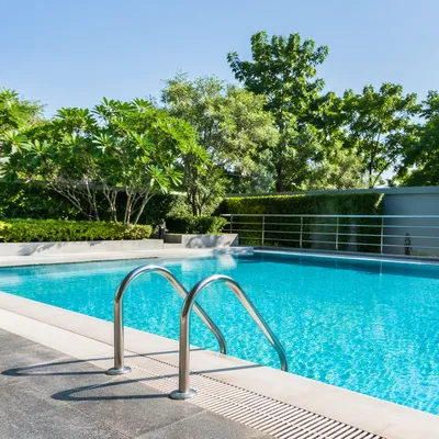 Quiet Outdoor Swimming Pool Summer Scene