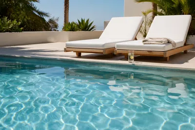 Clear Blue Swimming Pool on Summer Day
