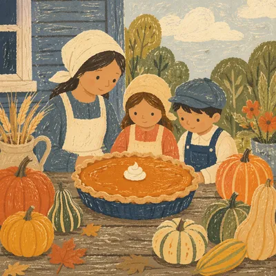 Thanksgiving Pumpkin Pie Harvest Table Scene