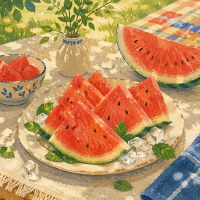 Refreshing Watermelon Slices on Summer Plate
