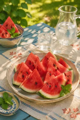 Summer Watermelon Slices on Picnic Plate