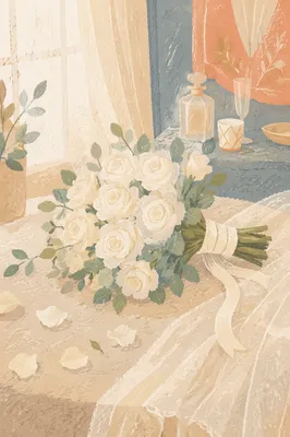 Elegant White Rose Wedding Bouquet Detail