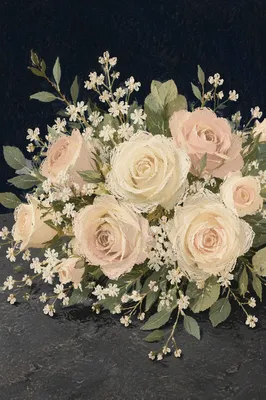 Elegant White Rose Wedding Bouquet Still Life