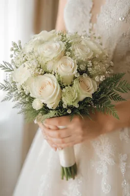 Elegant White Rose Wedding Bouquet Close-Up