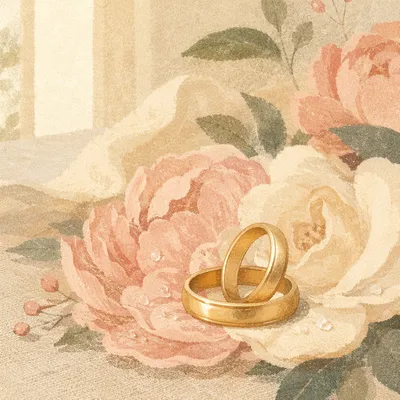 Wedding Rings on Spring Flower Petals