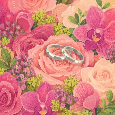 Silver Wedding Rings on Rose Petals