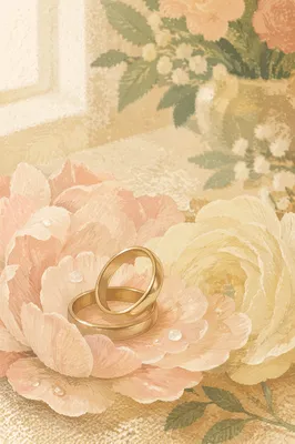 Wedding Rings on Spring Flower Petals