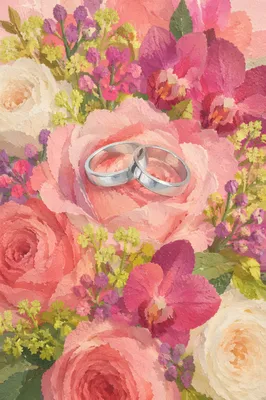 Silver Wedding Rings on Pink Petals