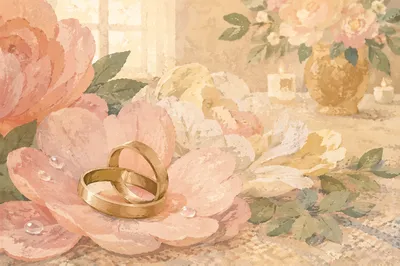Wedding Rings on Spring Flower Petals