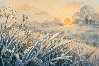 Winter Frost Sparkle at Sunrise Meadow