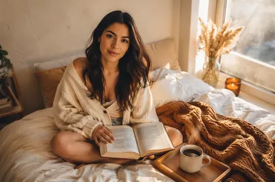 Woman Reading Bible with Morning Coffee