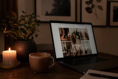 Moody Aesthetic Desk Setup with Candle