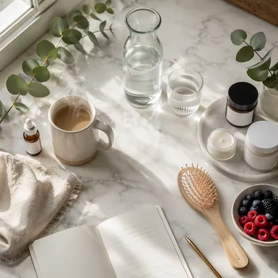 Calm Morning Routine on Marble Counter