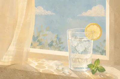 Sunlit Lemon Water Still Life