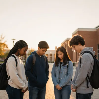 Students Standing in Morning Prayer Circle