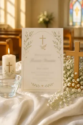 Baptism Celebration Invitation in Warm Church Light