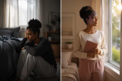 Young Woman Before and After Transformation