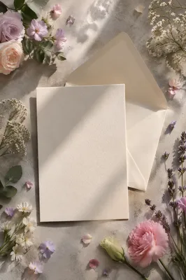 Elegant Blank Card Mockup with Flowers