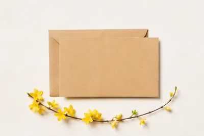 Blank Kraft Card with Spring Flowers