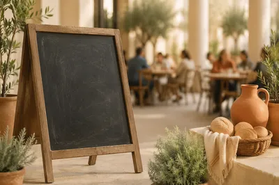 Blank Chalkboard Easel in Warm Event Café