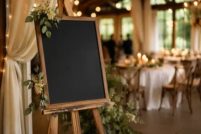 Blank Chalkboard Easel in Elegant Event Space