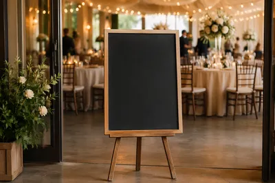 Blank Chalkboard Easel in Elegant Event Space