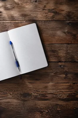 Open Blank Notebook with Pen Flat Lay