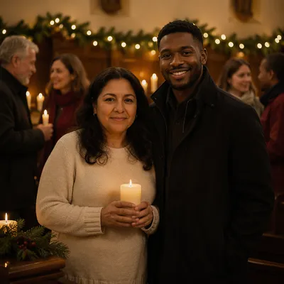 Warm Candlelit Holiday Gathering Indoors