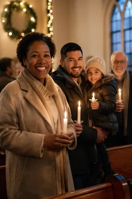 Warm Candlelit Gathering in Community Chapel