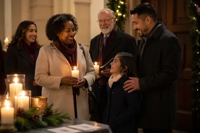 Warm Church Foyer with Christmas Candlelight